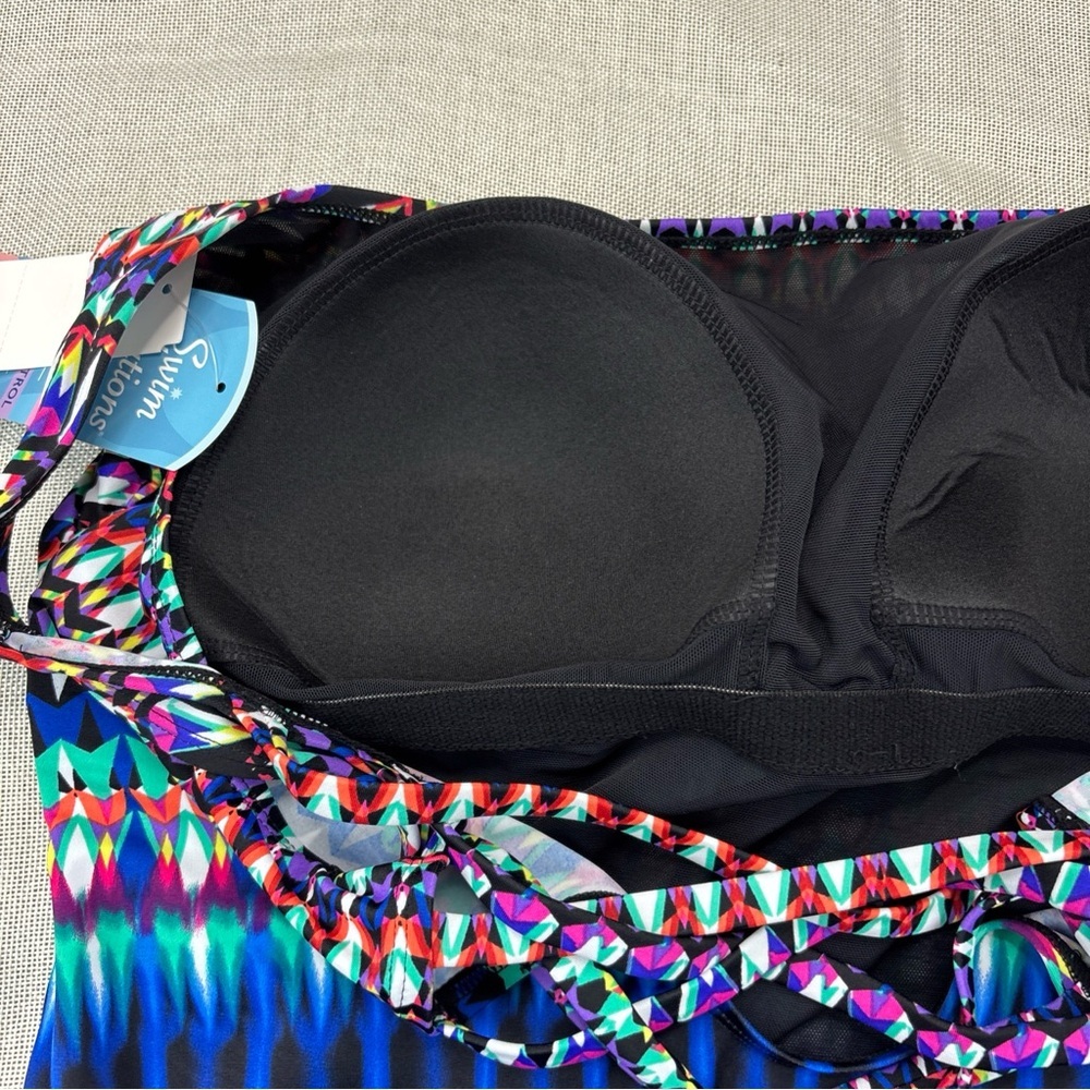 Swim Solutions Women's Printed One-Piece Swimsuit Size 16 - Picture 13 of 16